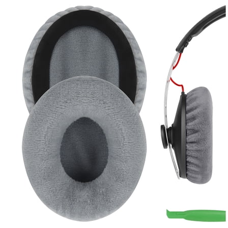 Geekria Comfort Velour Replacement Ear Pads for Sennheiser Momentum On-Ear Momentum 2.0 On-Ear HD1 On-Ear Headphones Ear Cushions (Grey)