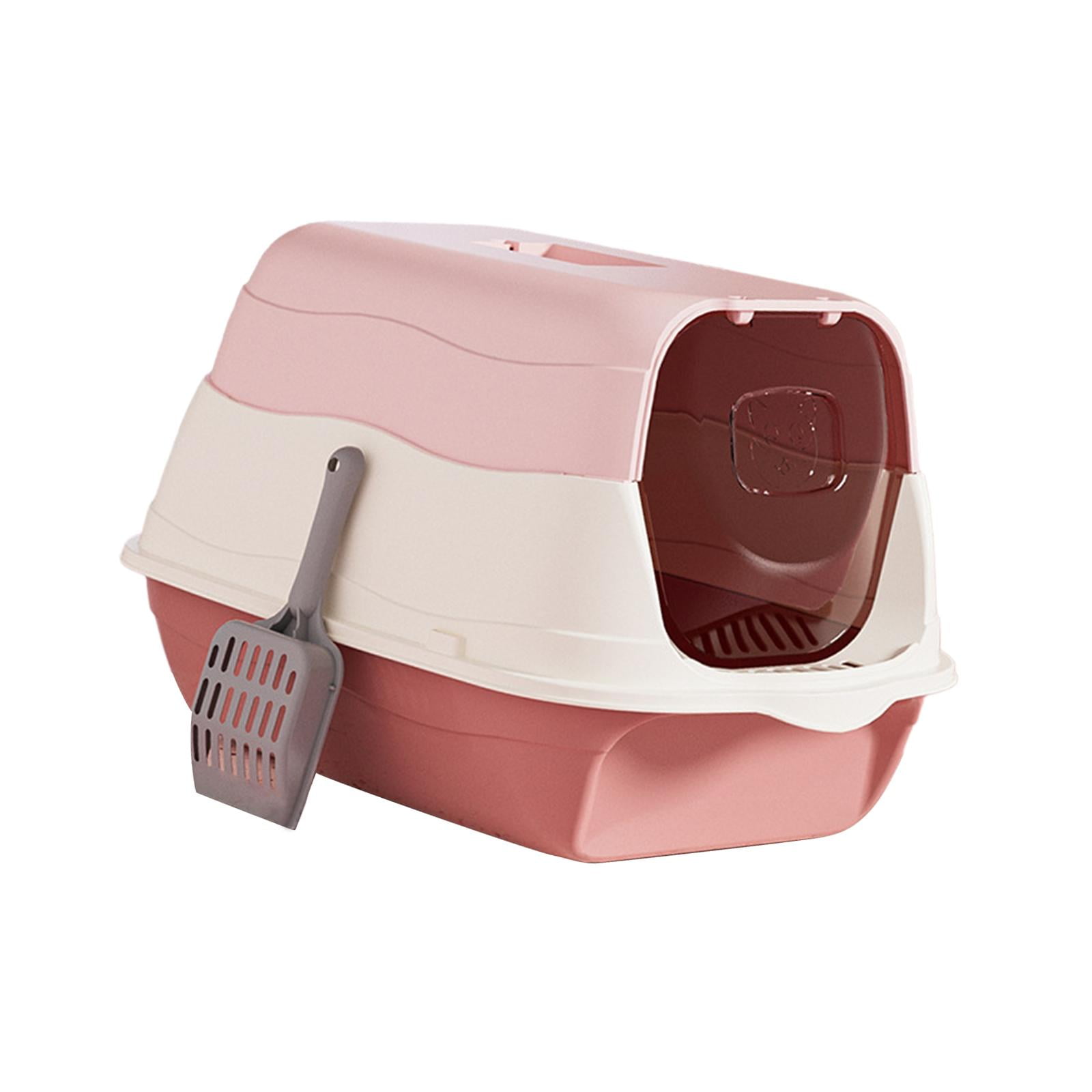 Bvdfgk Hooded Cat Litter Box Enclosed and Covered Cat Toilet Hooded Pet Litter Tray for Pink