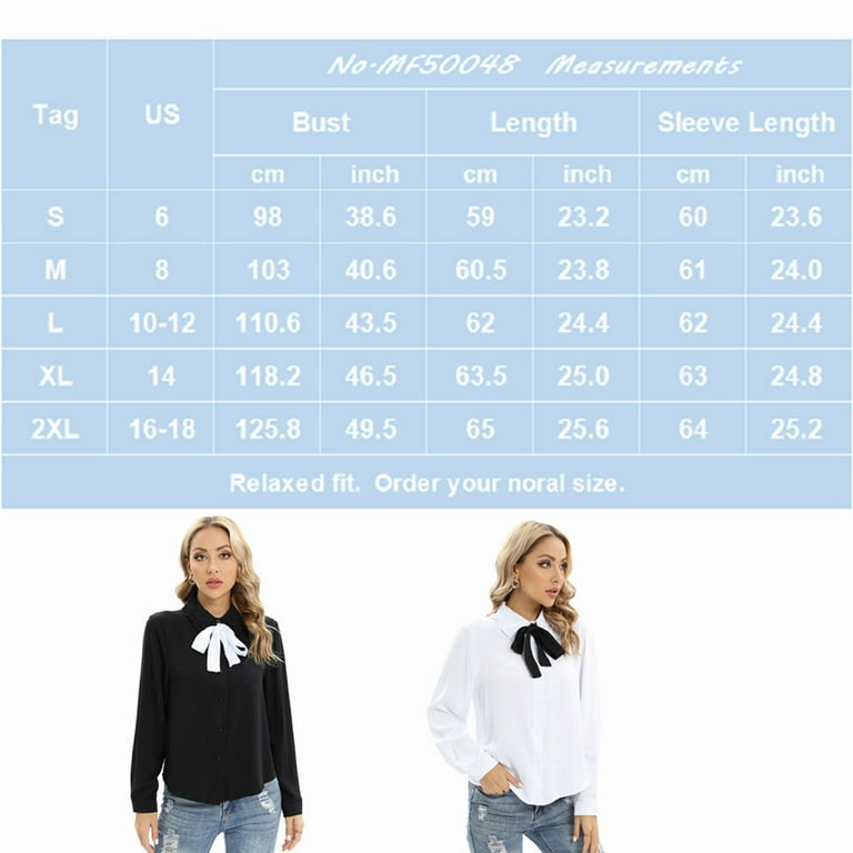Women's Bow Tie Shirts Flounce Peter Pan Collar Long Sleeve