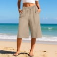 thumbnail image 2 of hotojiny Capri Pants for Women Casual Wide Leg Drawstring High Waist Cropped Pants Stylish Solid Color Capris with Pockets, 2 of 6