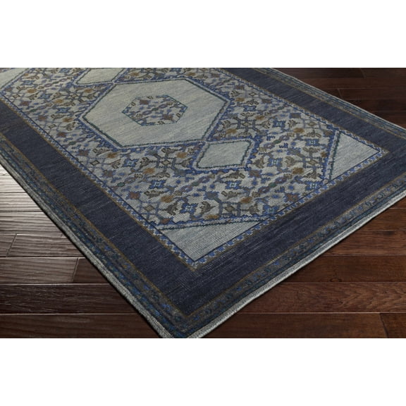 Hauteloom Breezewood Wool Living Room, Bedroom Area Rug - Traditional - Navy, Blue, Charcoal - 2' x 3'