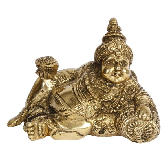 Original Brass Kuber Maharaj Murti, Lord Of Wealth Kubera Statue, Gold - 4 Inch, For Tijori Locker Money Safe, Maha Dosh Nivaran Prosperity, Home Décor, Handcrafted Statue - Pack Of 1