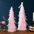 thumbnail image 3 of Northlight Glittered Layered Feather Cone Tree Christmas Decoration - 19.5" - Pink, 3 of 6
