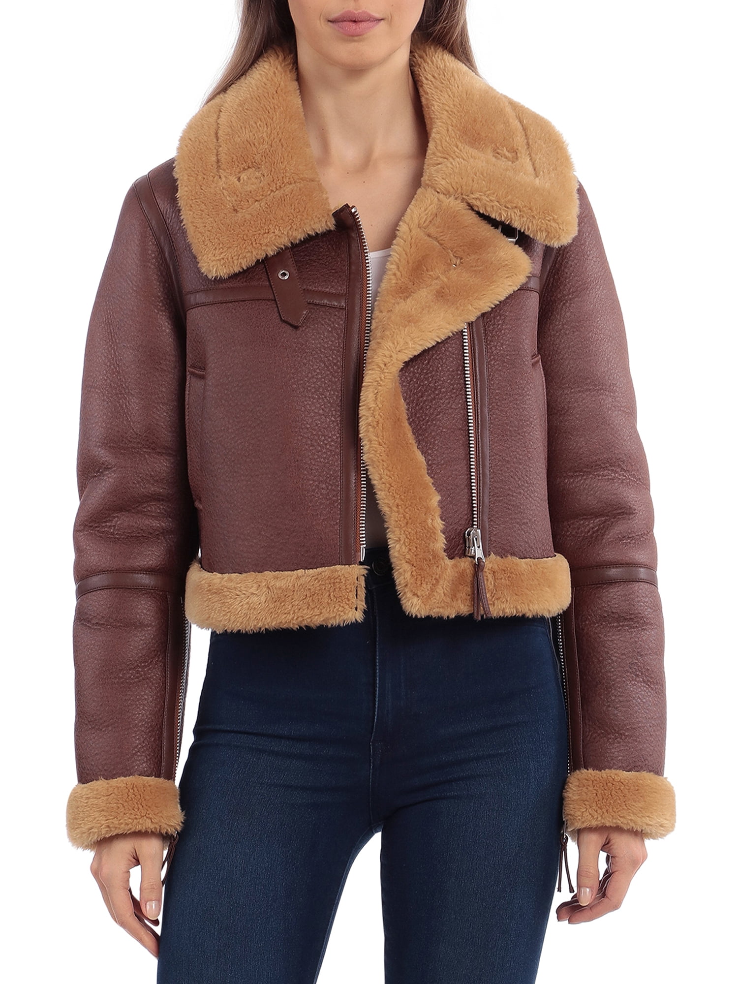 cropped faux shearling jacket