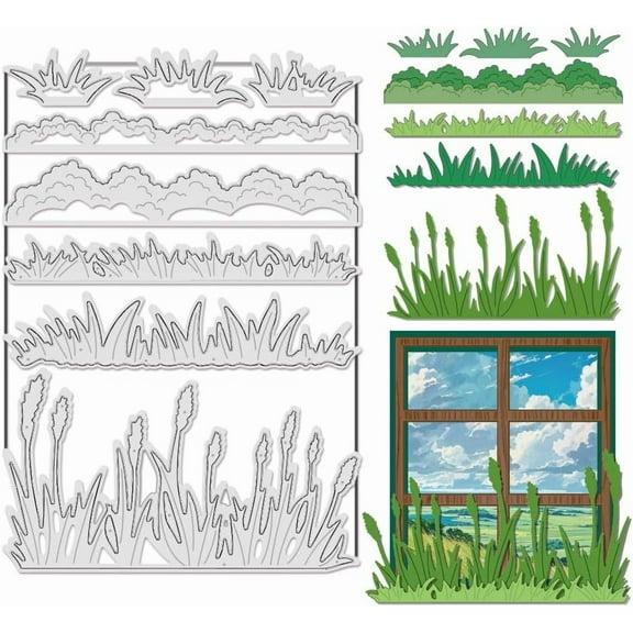 8Pcs Grass Metal Cutting Dies for Card Making Paper Embossing Die Cuts Kit Stencils Templates Mould Scrapbooking Tool for DIY Crafts Scrapbooking Photo Frame Album
