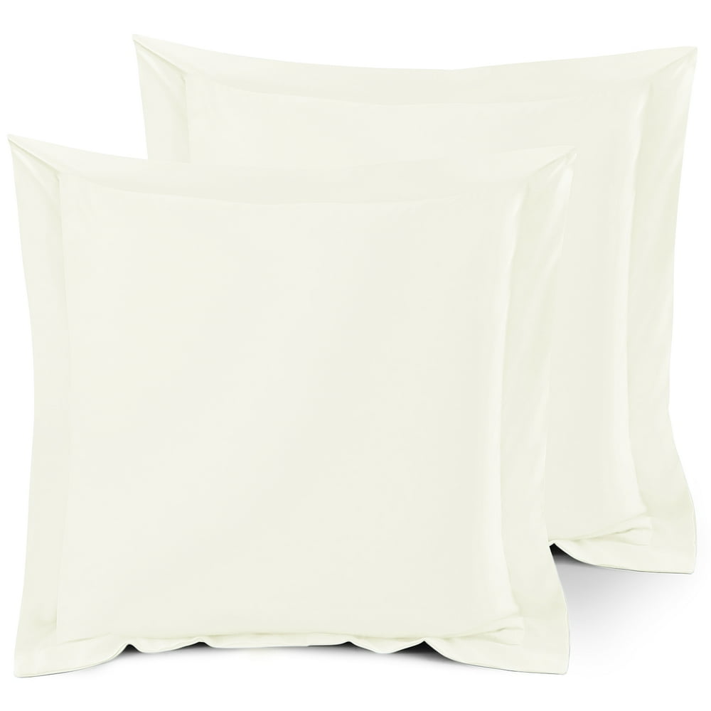 Set of 2 Euro 26"x26" Size Pillow Shams Off White, Hotel Luxury Soft