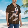 thumbnail image 6 of Siberian Husky Dog With Vintage American Flag Men's 3d Print Casual Button Down Shirts, Novelty Hawaiian Short Sleeves M, 6 of 8