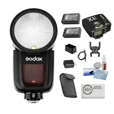 Image of Godox V1 Flash for Canon Bundle with Godox VB26 Battery for V1 Flash Head + Godox X1R-C TTL Wireless Flash Trigger Receiver for Canon + Precision Design 5-Piece Camera & Lens Cleaning Kit + Microfibe