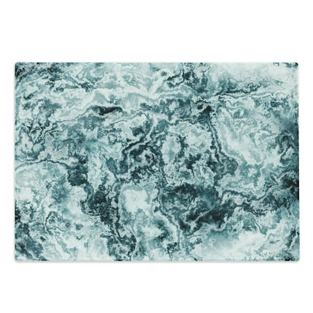 

Marble Print Cutting Board Abstract Rock Texture Modern Retro Splashes Antique Dark Design Decorative Tempered Glass Cutting and Serving Board Large Size Jade Green Teal White by Ambesonne
