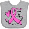 thumbnail image 3 of Inktastic Love, Care, Cure Breast Cancer Awareness Pink Ribbon Boys or Girls Baby Bib, 3 of 4