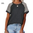 thumbnail image 2 of T-Shirt Femme à Manches Courtes Col Rond Blouse Décontractée, Gris Foncé, TTG, 2 of 6