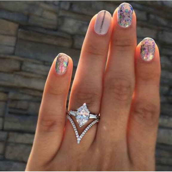 Women 925 Silver Marquise Cut White Sapphire Wedding Ring