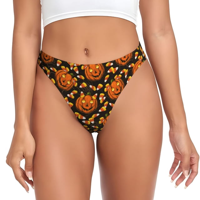 Fotbe Quirky Corn Pumpkin Tanga Sin Costuras para Mujer con Estampado – Panties Invisibles, Transpirables y Cómodos para Uso Diario-X-Small