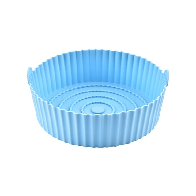 Innerwin Mat Air Fryer Silicone Pot Reusable Accessories Liner Heat Resistant Kitchen Tool Non-Stick Easy Cleaning Round Sky Blue