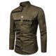thumbnail image 1 of pstuiky manga larga de hombre, Camisa de manga larga con solapa y bolsillo con botones de color liso estilo gótico para hombre Tops casuales para hombres l, 1 of 4