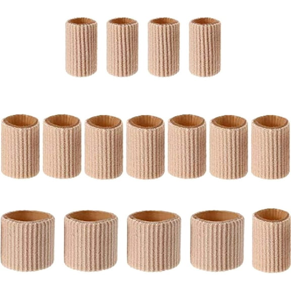 Soft Gel Corn Pad Protectors for Cushions Corns Blisters Toes & Fingers Stone 16 PCs Toe Cushion Tube Toe Tubes Sleeves (Khaki, One Size)