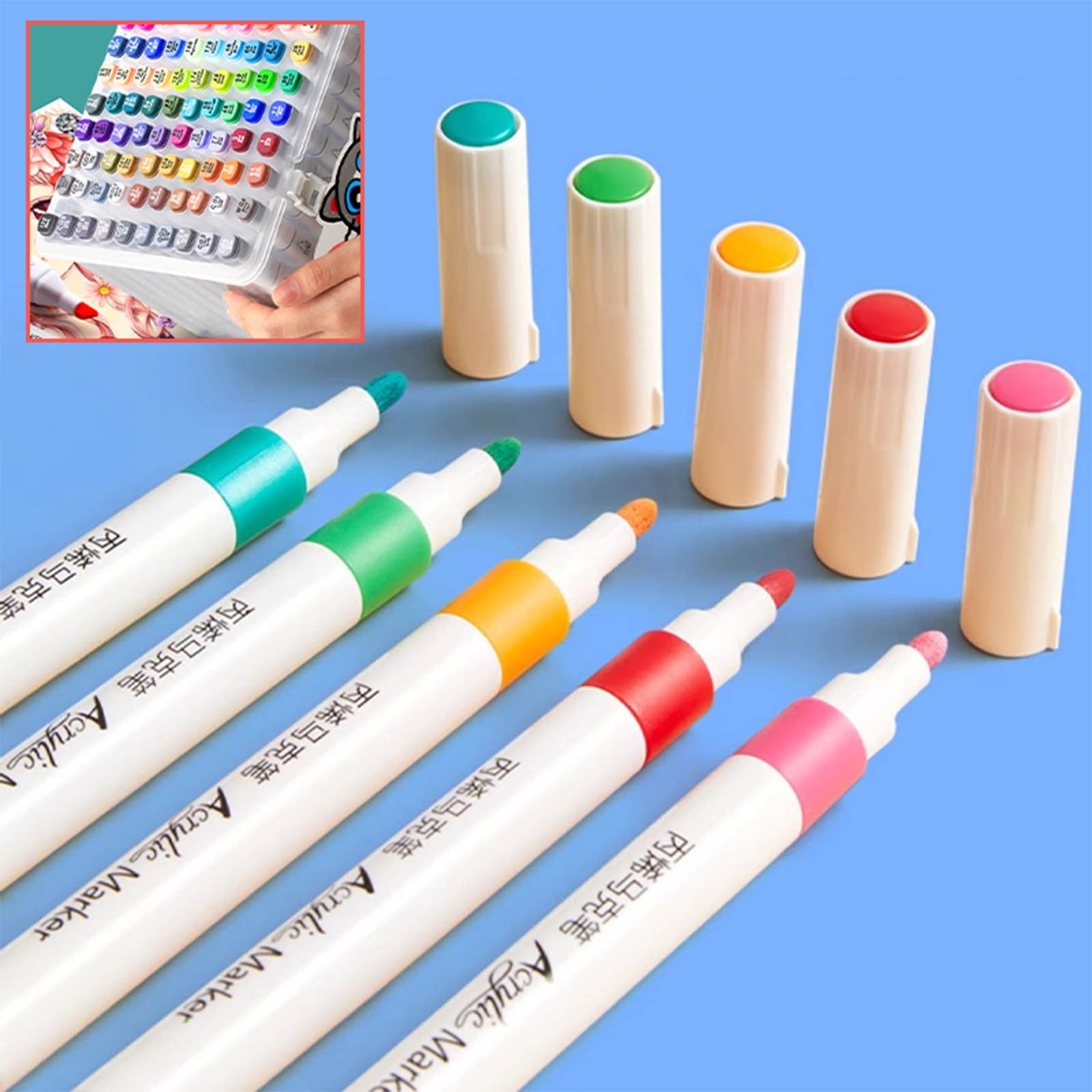 Permanent Markers, Acrylic Marker for Students Student Large Capacity Washable Non-permeable Watercolor Pen Art 24 Colors Can Be Stacked 240ml, Back to College