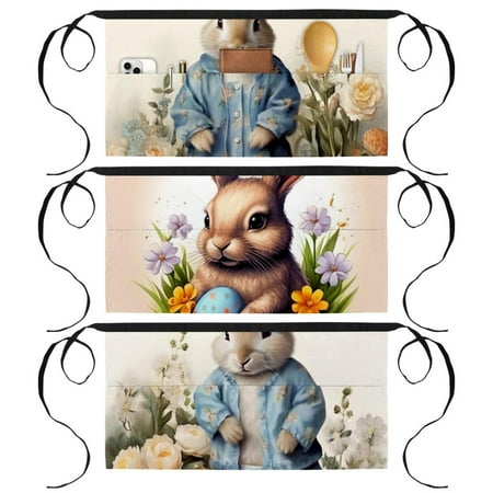 

Easter Garden Apron with 3 Pockets Printed - Ideal for Cleaning Waiter Use
