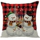thumbnail image 1 of Funda de almohada navideña con diseño de muñeco de nieve para el hogar, almohada de lino a cuadros rojos, cojín navideño, 1 of 1