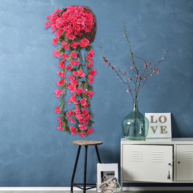 pstuiky Flores violetas artificiales de simulación, flores decorativas de simulación para colgar en la pared, cestas colgantes, flores de seda, enredaderas