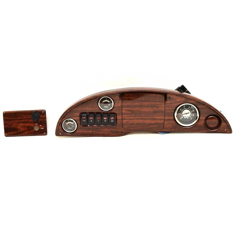 Avalon Boat Gauge Dash Panel K437068B 27 3/4 x 7 7/8 Inch Cherry