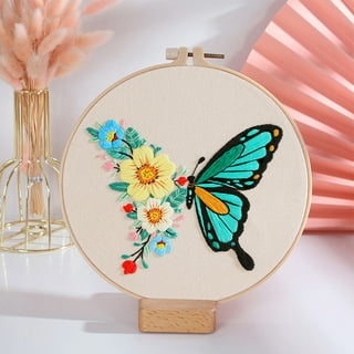 Blingpainting Floral Embroidery Kit for Beginners,Plant Pattern Sunflower  Cross Stitch Kits Set , Including Stamped Embroidery Cloth with Embroidery  Hoops, Color Threads and Tools 