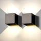 thumbnail image 1 of Lámpara de pared LED para interior y exterior, paquete de 2, moderna lámpara de pared para exterior de color negro, 6 W, blanco natural, 4000 K, IP65, resistente al agua, cuadrada, de aluminio,, 1 of 5