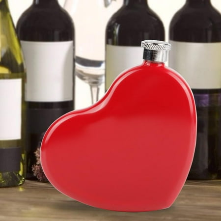 YLSHRF Stainless Steel Flagon,Portable Stainless Steel Heart-shaped Alcohol Whiskey Jug Wine Flagon Bottle , Alcohol Bottle