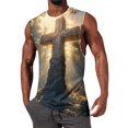 thumbnail image 2 of BRGZLK Mens Sleeveless T-Shirt Round Neck Cross Element Print Loose Casual Muscle Tank Tops Slim Fit Comfy Gym Workout Streetwear Tank, 2 of 5