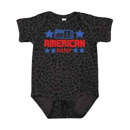 

Inktastic All-American Sister Patriotic Design with Flag and Stars Gift Baby Girl Bodysuit