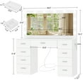 thumbnail image 3 of TEENFON 46" Vanity Desk with Large Lighted Mirror and Power Outlet, Makeup Vanity with 9 Drawers and Glass Desktop, Vanity Table for Bedroom, White, 3 of 8