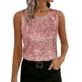 thumbnail image 3 of Women's Sequin Tank Tops Summer Casual Slim Fit Crewneck Sparkle Shimmer Sleeveless Blouse Tops, 3 of 9