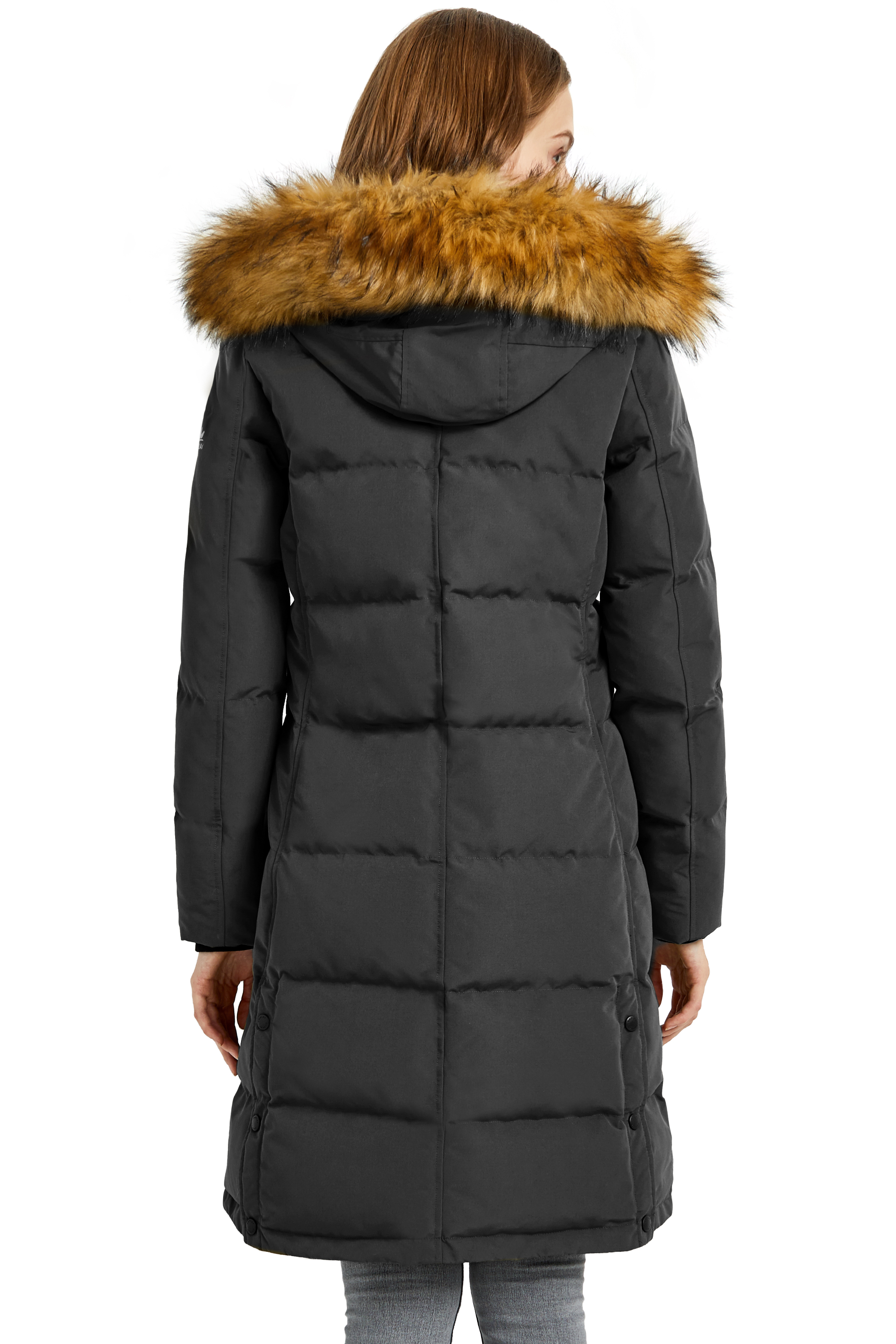 Orolay Women's Down Jacket Winter Long Coat Windproof Puffer Jacket with Fur Hood - image 2 of 5