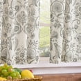 thumbnail image 3 of Small Window Curtains 24 Inch Linen Floral Curtain Set for Kitchen Bathroom Cafe Curtains Light Filtering Window Treatment Farmhouse Cottagecore Back Tab Drapes 2 Panels Grey on Beige, 3 of 8