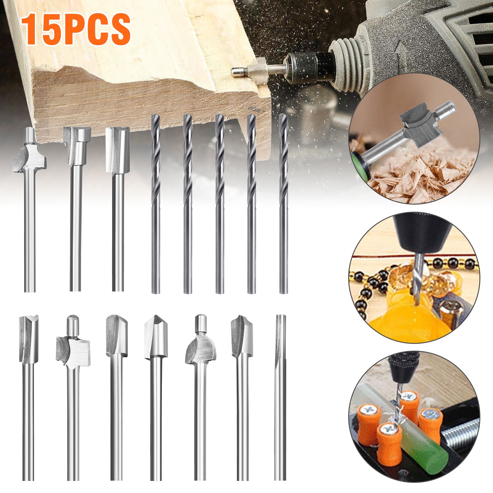 4Pcs Router Bits Set Rotarys Power Tool Accessories Woodworking Tool for Woodworking Machine Tools and Engraving Machines 8mm Carbide Tipped Woodworking Milling Cutter