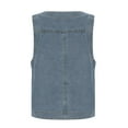 thumbnail image 4 of Xysaqa Women Casual V-Neck Sleeveless Denim Jean Vests Classic Cropped Button Up Camisole Jean Jacket Vests with Pockets M-3X, 4 of 6