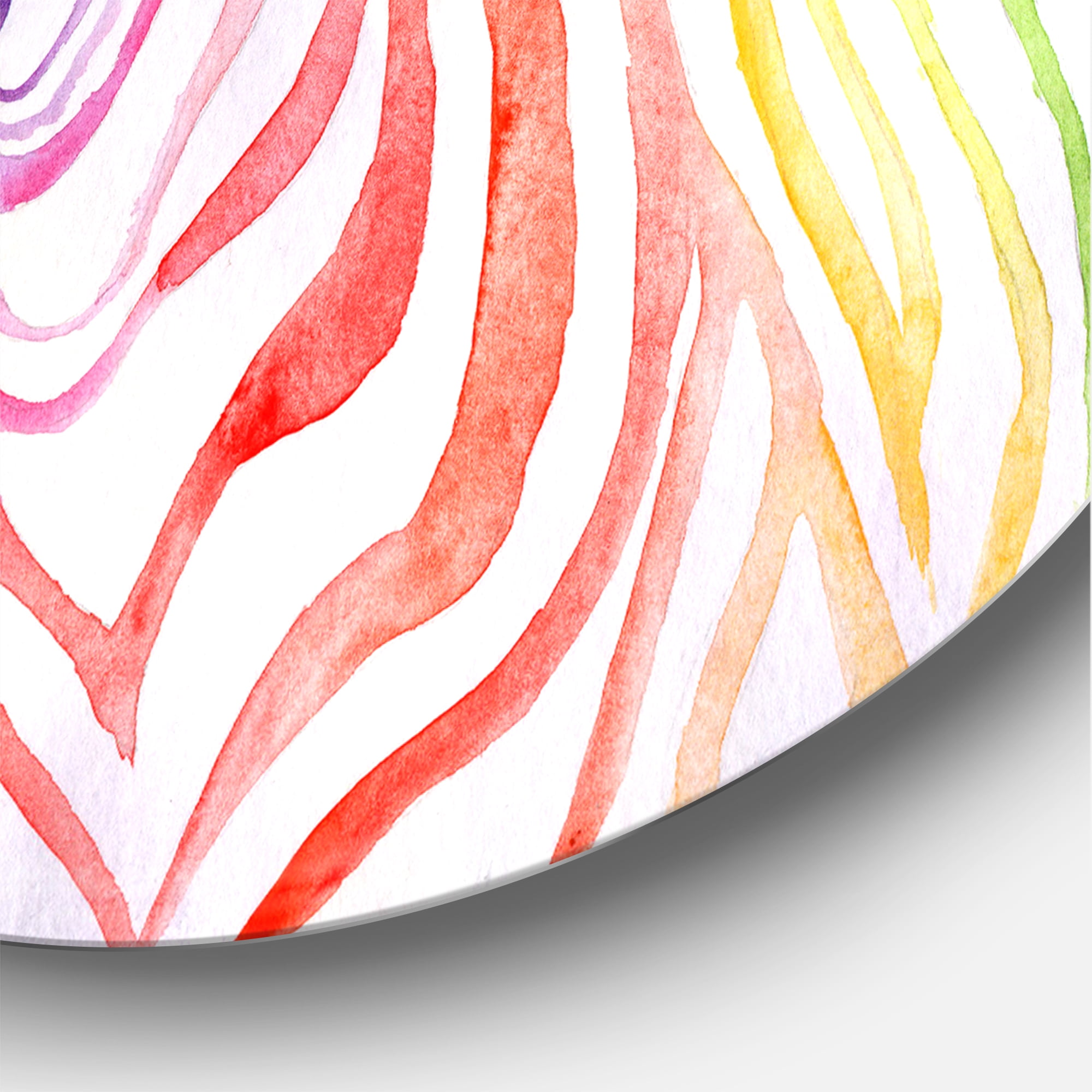 Designart 'Portrait of Rainbow Zebra On White' Farmhouse Circle Metal Wall Art 29x29 - Disc of 29
