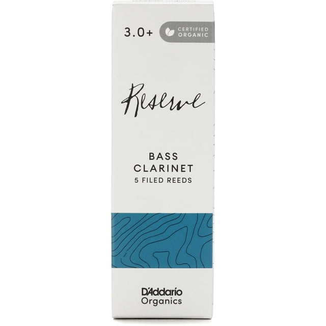 D'Addario Organic Reserve Bass Clarinet Reeds - Reeds pour Clarinette - Scellé Individuellement - Force 3.0+, Lot de 5
