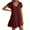 Wine, variant on Women's Casual V Neck Short Sleeve Flowy Swing Mini Dress For Daily Wear Beach Date Spring Fall Outfit Comfortable Lightweight Womens Casual Trendy Midi Dresses