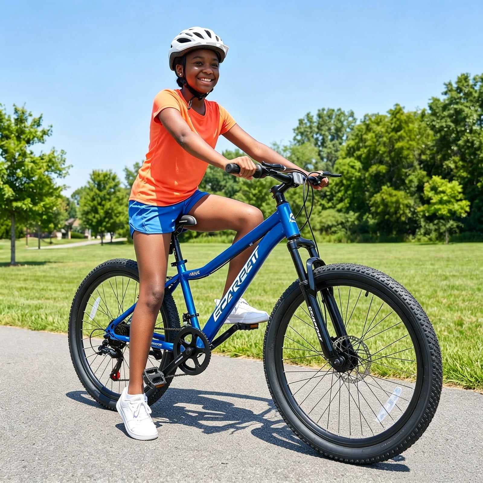 Ambifirner 24 Inch Mountain Bike with 7 Speeds & Front Suspension Durable Steel Frame, Alloy Rims & Disc Brakes Multiple Colors