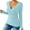 Blue, variant on HAiming Women's Long Sleeve V Neck Tops Ribbed Knit Sweater Casual Ruched Slim Basic Tee Shirts Button Side Blouse