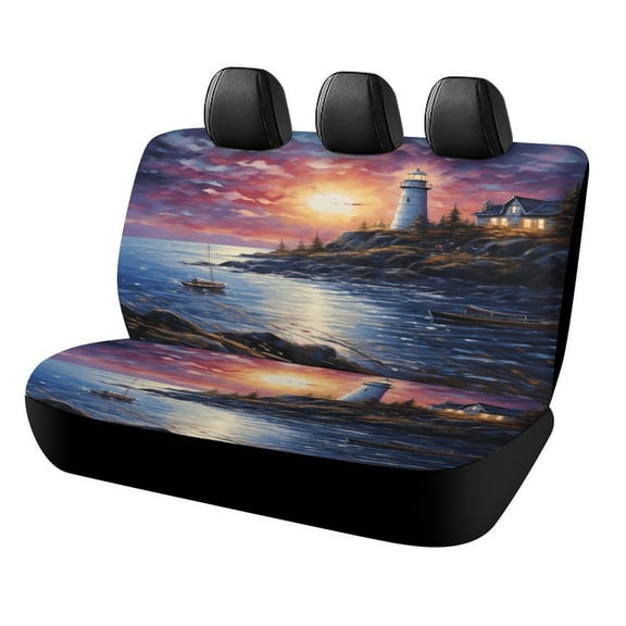 Lighthouse Coast Scenery Car Accessories Bench Seat Covers for Cars Print Car Seat Protector Cover for Rear Universal Fit