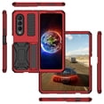 thumbnail image 5 of Dteck Samsung Galaxy Flod4 Case with Kickstand, Metal Bumper Silicone Case Hybrid Military Shockproof Heavy Duty Rugged case for Samsung Fold4 5G, Red, 5 of 7