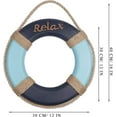thumbnail image 2 of Wooden Buoyant Life Ring Wooden (Dark Green & Grey) - Rope & Anchor Motif - (20 Inches), 2 of 7