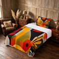 thumbnail image 3 of Manfei Abstract Mid-Century Twin Sheets, Minimalist Leaf Bedding, Orange Red, Black Reversible 3-Piece1 Flat Sheet + 1 Fitted Sheet + 1 Pillowcase, 3 of 6