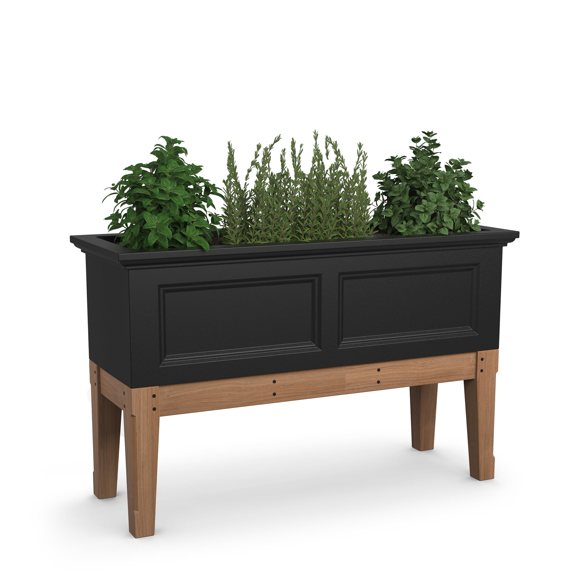 Mayne Fairfield 48" x 18" x 30" Rectangle Black Self Watering Elevated Garden Bed Planter