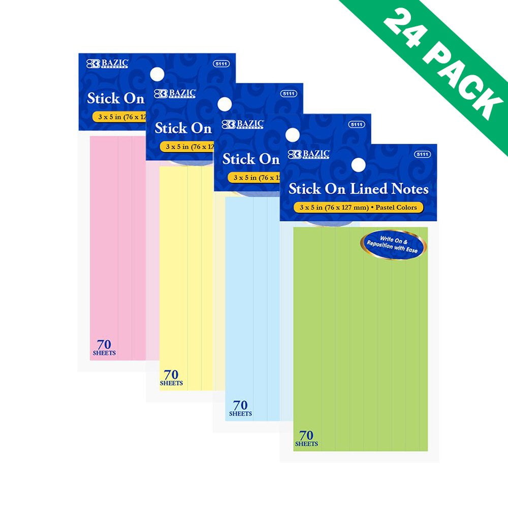 Sticky Note Pads, Set Of 24 70ct Multi Colored Assorted Sticky Notes