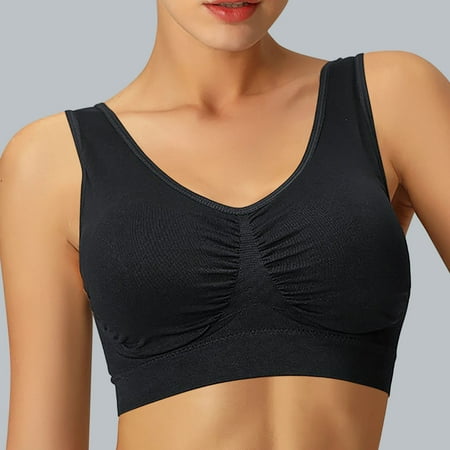 

Meichang Womens Sports Bras Wirefree Push Up T-shirt Bra Seamless Comfy Bralettes Stretch Yoga Training Bras