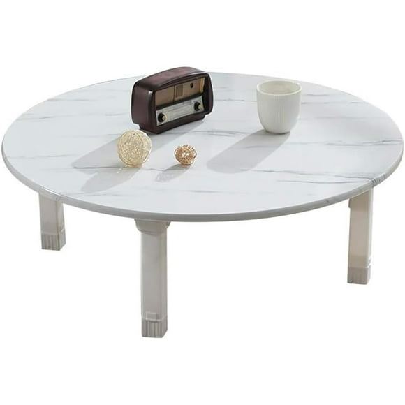Folding Round Table, Japanese Style Low Table, Coffee Table, Dining Table, Small Desk for Tatami Bedroom Bay Window Tea Room, Household Kang Table (Color : White Marble Pattern, Size : 70x30cm)