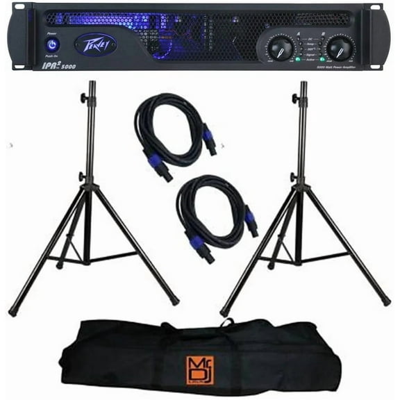 Peavey IPR2 7500 2-channel 7500W Lightweight Power Amplifier 2 Speaker Stand Bundle